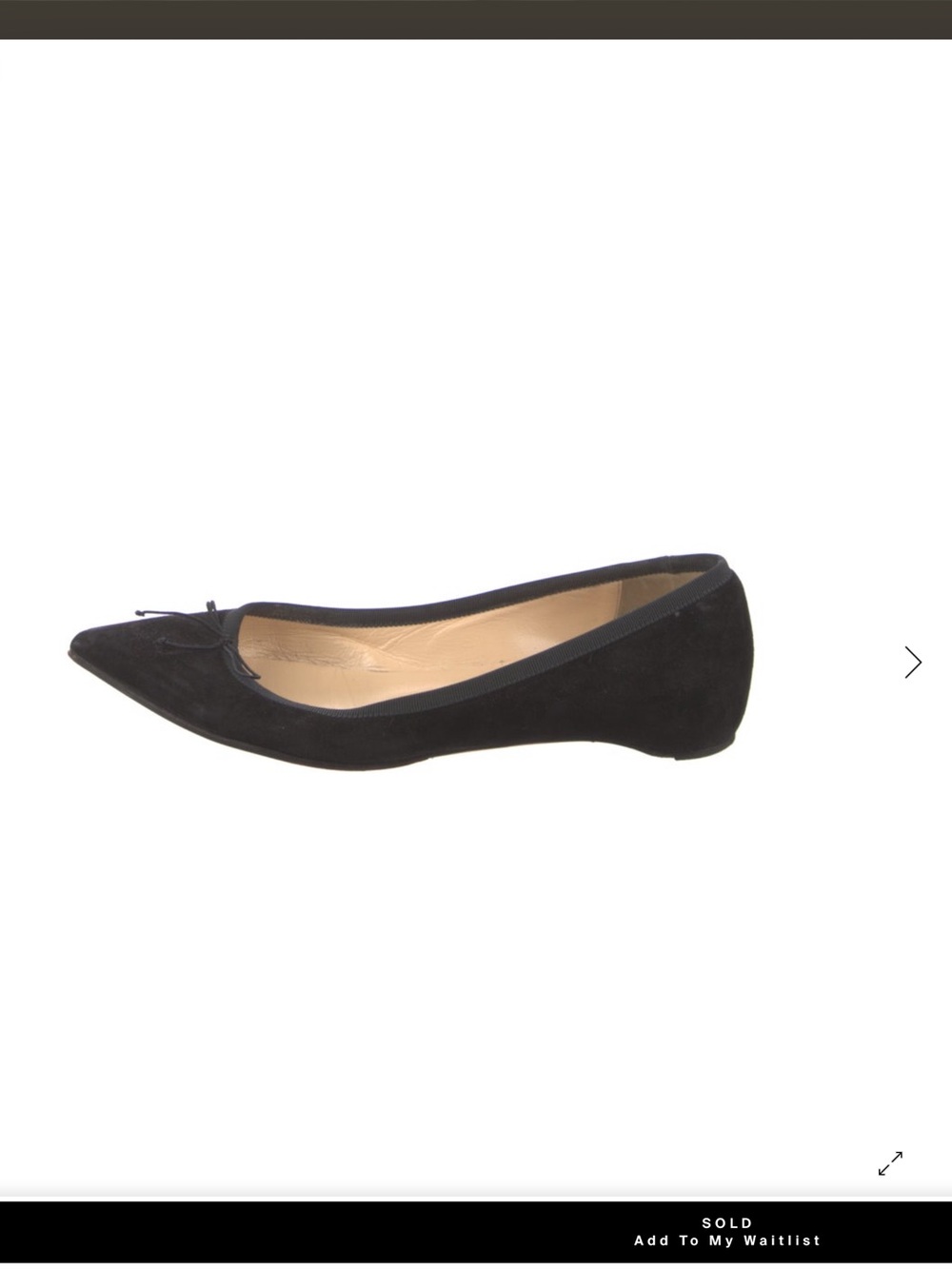 Christian Louboutin Black Suede Bow Ballet Flat with Dust Bag and Box